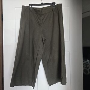 LOFT Plus Olive Green Cropped Wide-Leg Pants